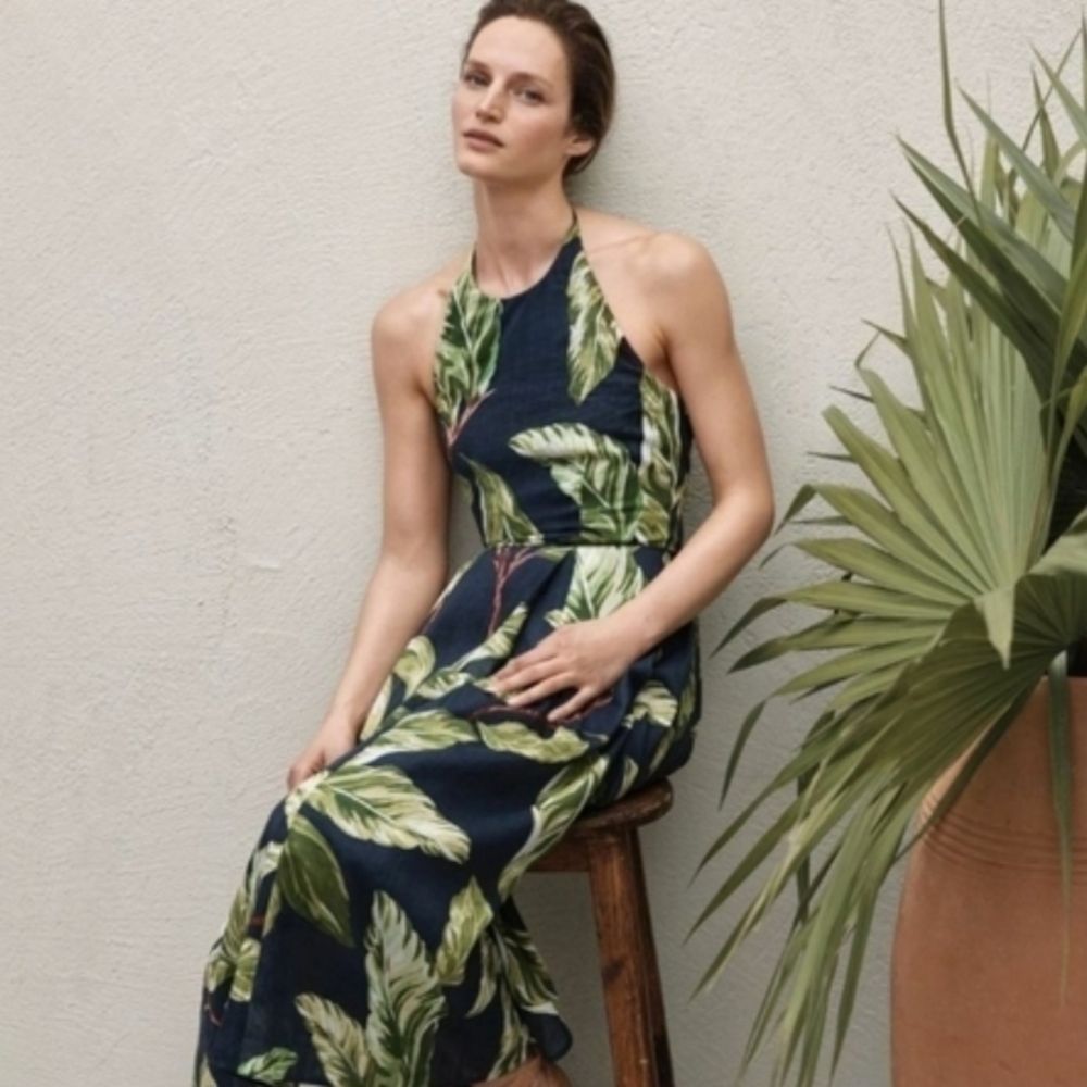 Ann Taylor Factory Leaf Print Midi Dress
